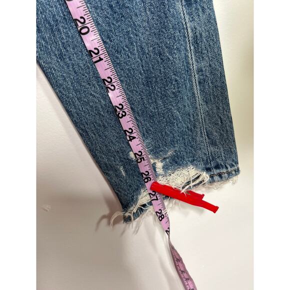 Agolde Denim Jamie High Rise Straight Leg Jean Medium Blue Distressed Capsule - Picture 10 of 10